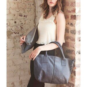 Ceri Hoover Commuter Tote Bag Dovetail Gray Italian Soft Leather Shoulder Purse